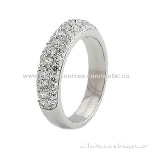 Large Wholesales Elegance Design Fashion 316L Stainless Steel Ring with CZ Stone
